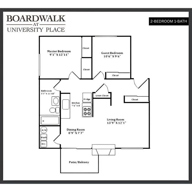 Two Bedroom One Bath 5722-H floor plan
